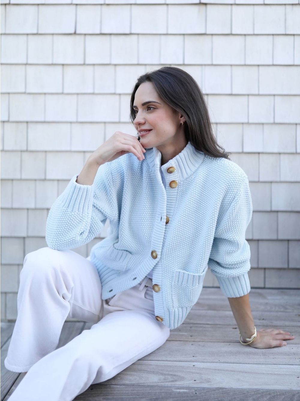 Alice Walk The Cotton Sweater Jacket Light Blue 100% Cotton Cardigan XS
